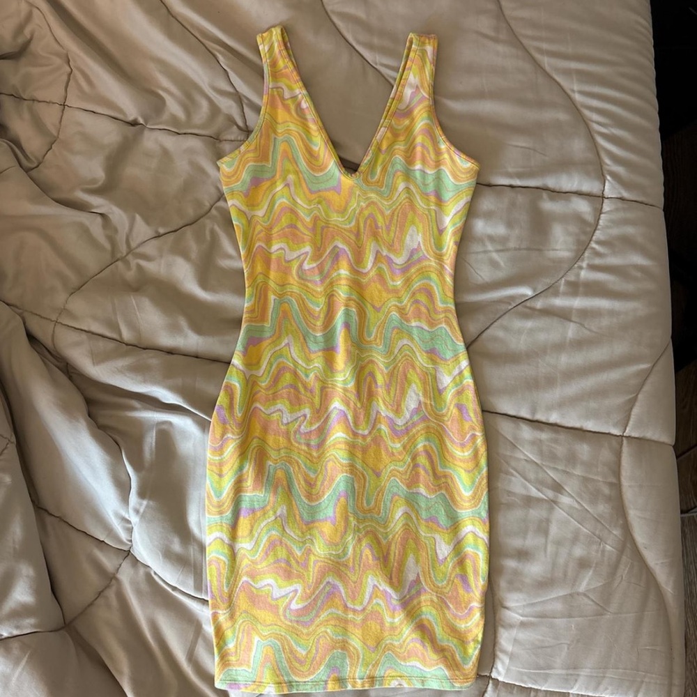 Wild Fable Yellow and Pink Swirl Dress